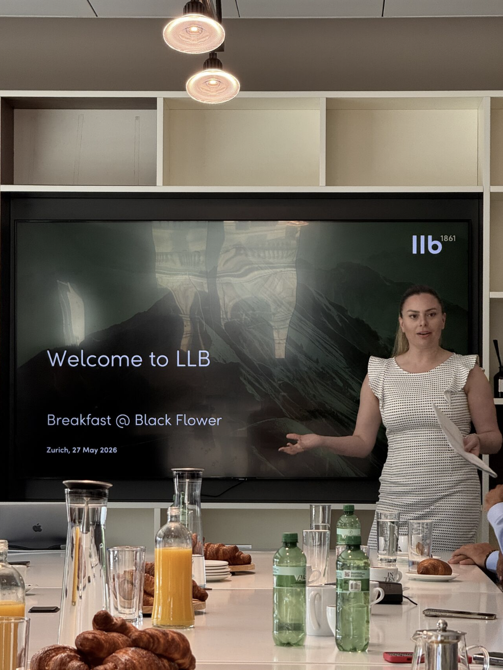 Katharina Taczek opens the Q2 LP Breakfast with an LLB welcome